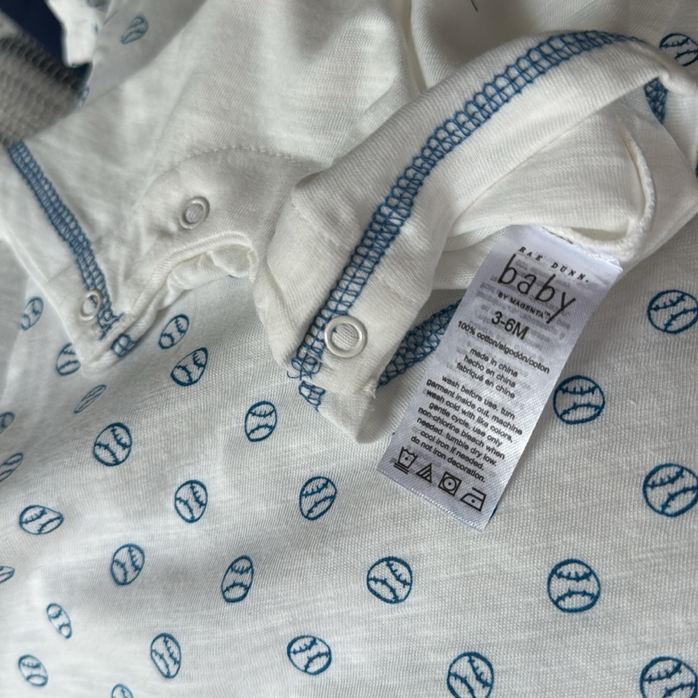 NET Rae Dunn Baby Boy 3-6 Months "Daddy's Rookie" Baseball Rompers - Picture 8 of 9